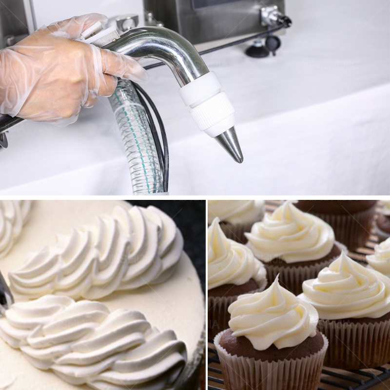 Touch screen bakery Birthday cup cake bread inject depositing coating spreading frosting icing decorating making machine