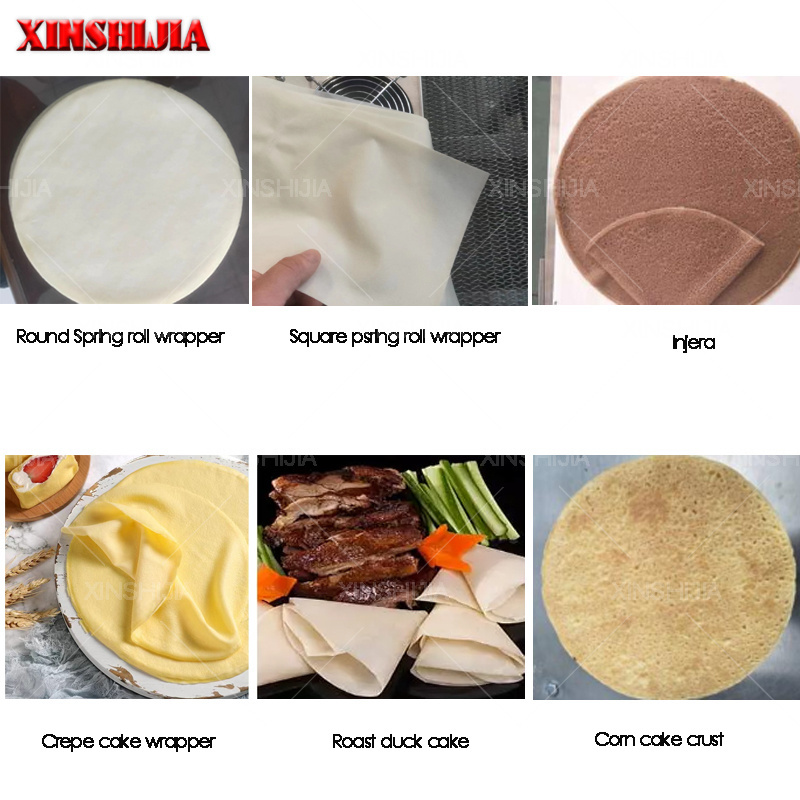 Commercial dough pastry Ethiopian Injera Lumpia Lavash Chapati Spring Roll Wrapper Egg Roll sheet Skin Maker Machine