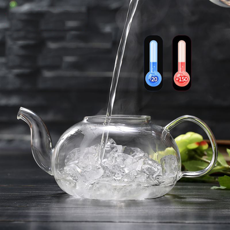 2 in 1 stovetop borosilicate Glass Teapot with Removable infusers for loose tea blooming Tea Kettle and Tea Maker