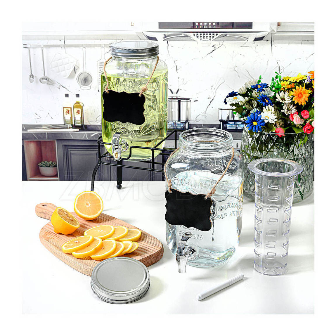 Cold Water Dispenser and Drink Dispensers Glass Juice Jug with Tap Drink Ware Jar for Beverage Jars Food Storage & Container