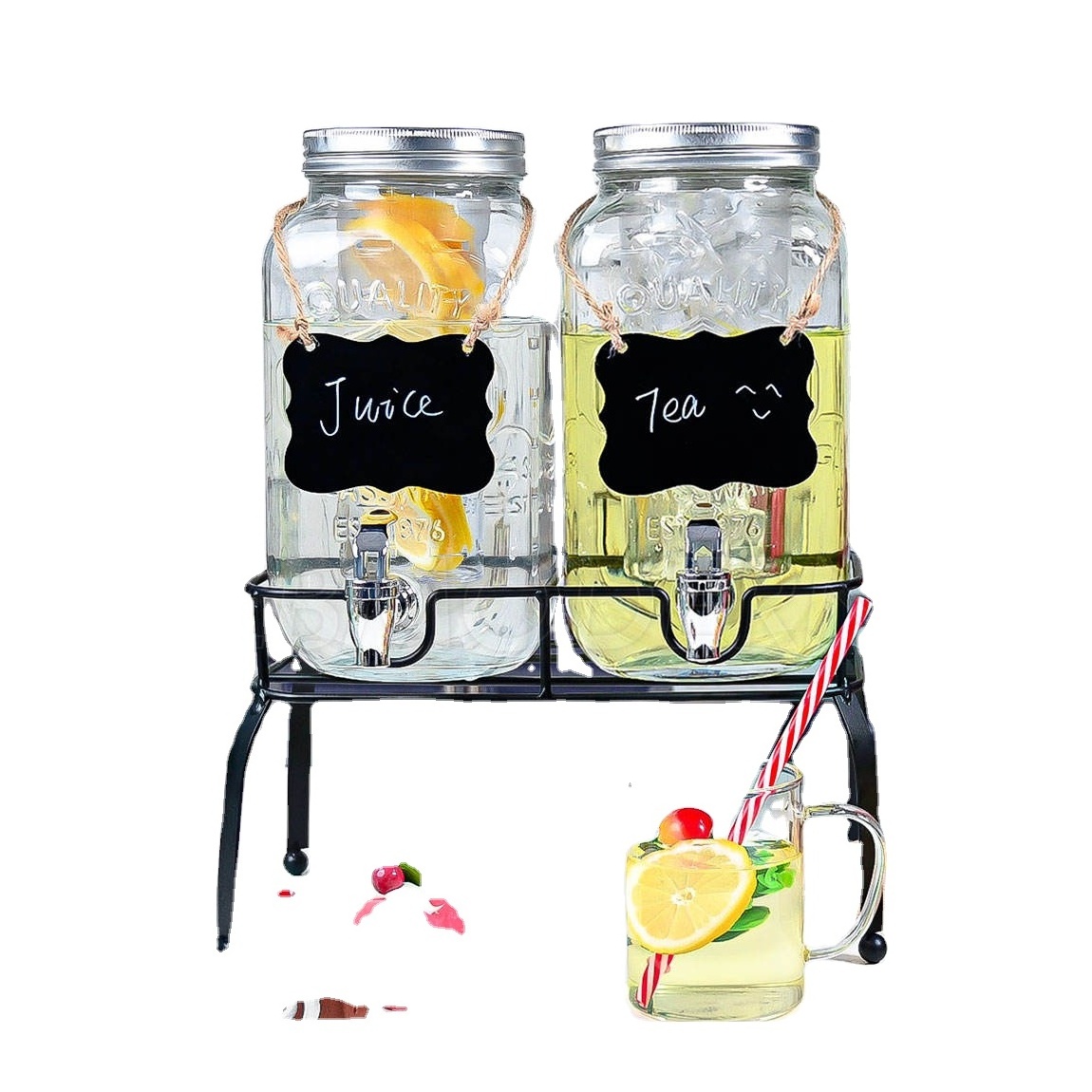 Cold Water Dispenser and Drink Dispensers Glass Juice Jug with Tap Drink Ware Jar for Beverage Jars Food Storage & Container