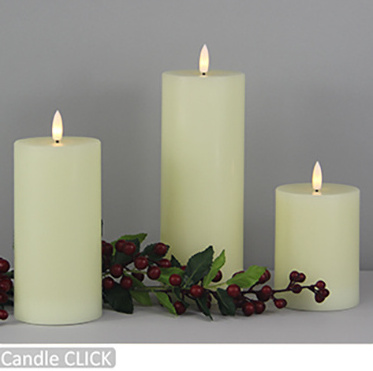 Source flickering aesthetic timer flameless led pillar battery powered candles with 3D real flame