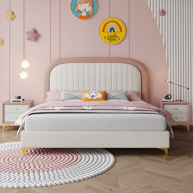 Fully synthetic leather upholstered bed for kids boys and girls