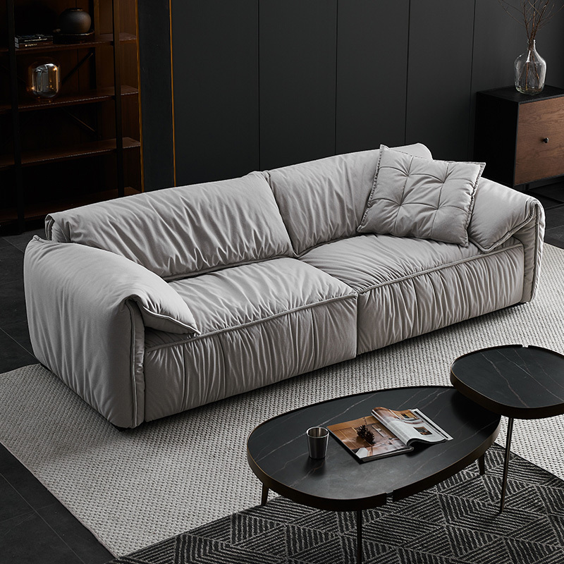 XINSHIYI Italian Light Luxury Genuine Frosted Cloth High Density Foam Living Room Sofa Couch