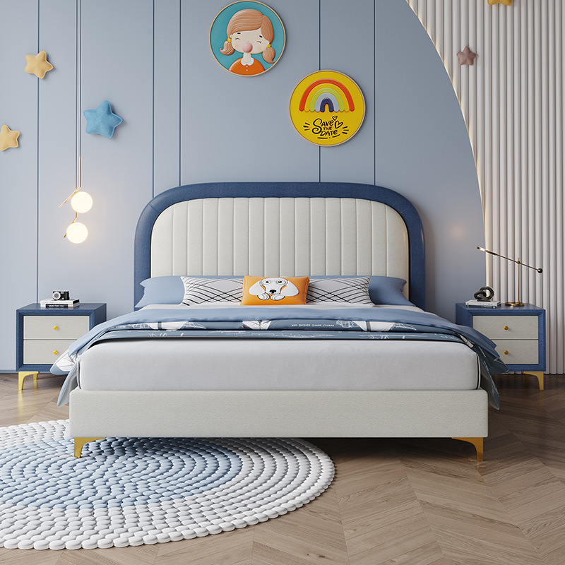 Fully synthetic leather upholstered bed for kids boys and girls