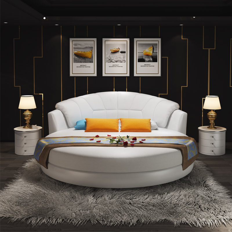 Light luxury hotel bedroom furniture set hotel guest room round bed romantic style comfortable bed