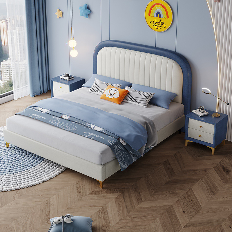 Fully synthetic leather upholstered bed for kids boys and girls