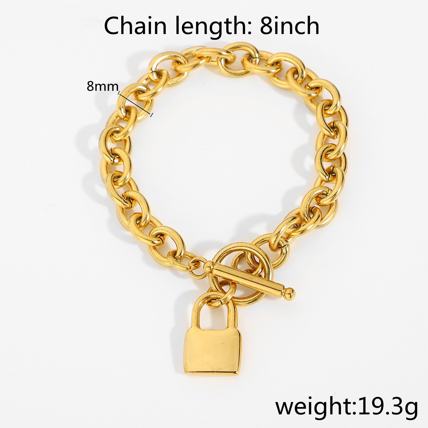 Wholesale Chain Link Bracelet 18k Gold Plated Lock Charm Cuff Bracelet With Lock