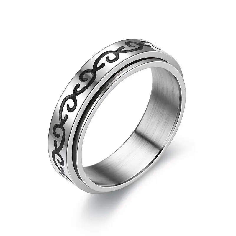 Chinese factory wholesale custom cheap stainless steel whirls restless rings, women, men, moon, stars, stress and anxiety rings