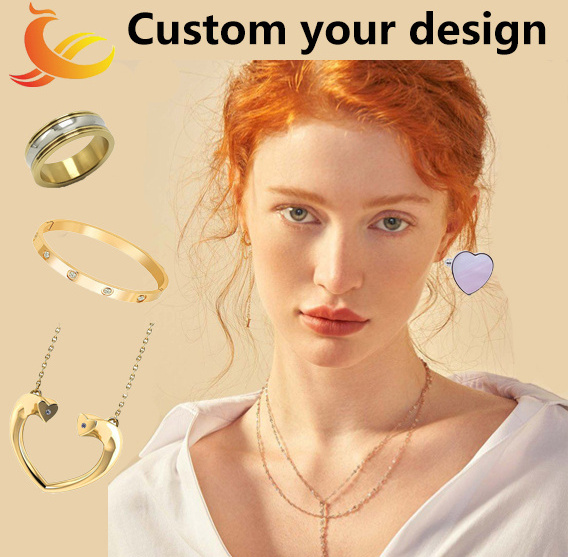 Custom Personalized Stainless Steel Necklace Gold Plated Circular Pendant Double Layer Necklace Jewelry Necklaces