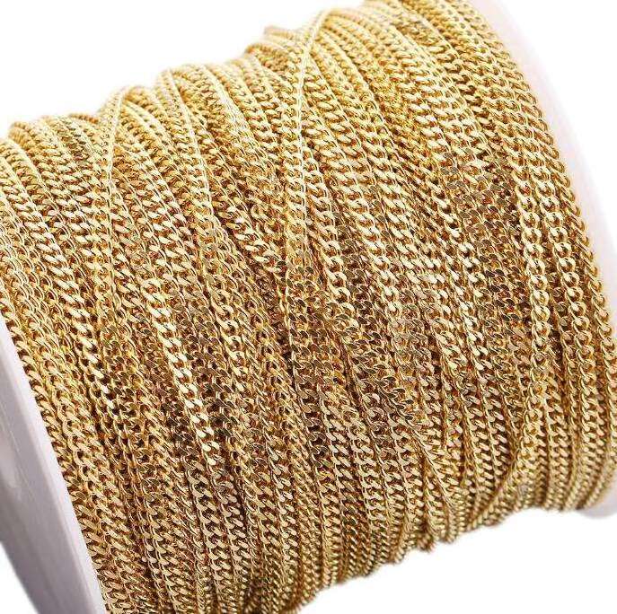 Spool Roll by meter necklace fashion jewelry body chains stainless Steel silver gold Meter chains for men jewelry making