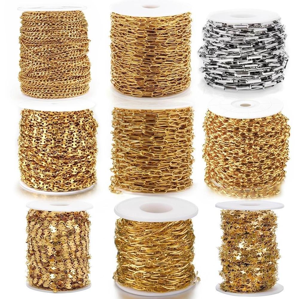 diy cord chains Stainless Steel Spool Roll by meter necklace accessories 14k 18k Gold silver body chain jewelry making supplies