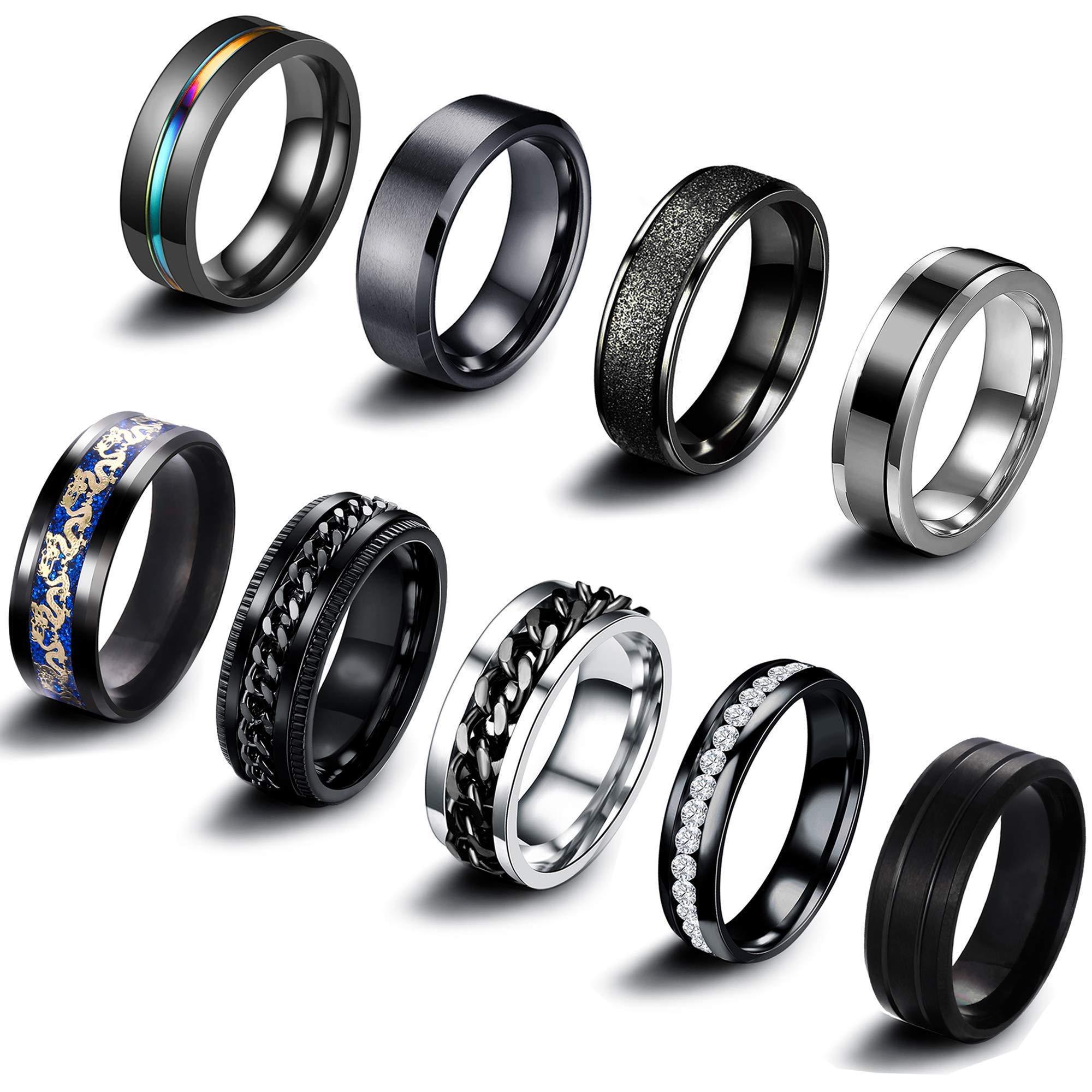 Custom Men's Stainless Steel Cuban Chain Rotating Ring Open Bottle Beer Fashion Jewelry Finger Band Anxiety Spinning Ring