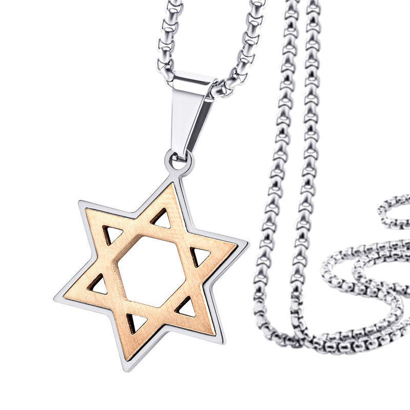 Fashionable Stainless Steel Star of David Necklace for Men & Woman Jewish Star Pendant Necklace Classic Jewish Isael Necklaces