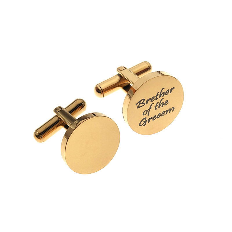 Best Man Father Husband Custom 18K gold platingEngraved Stainless Steel Cufflinks for Weddings Parties Shirt Cuff  for Men