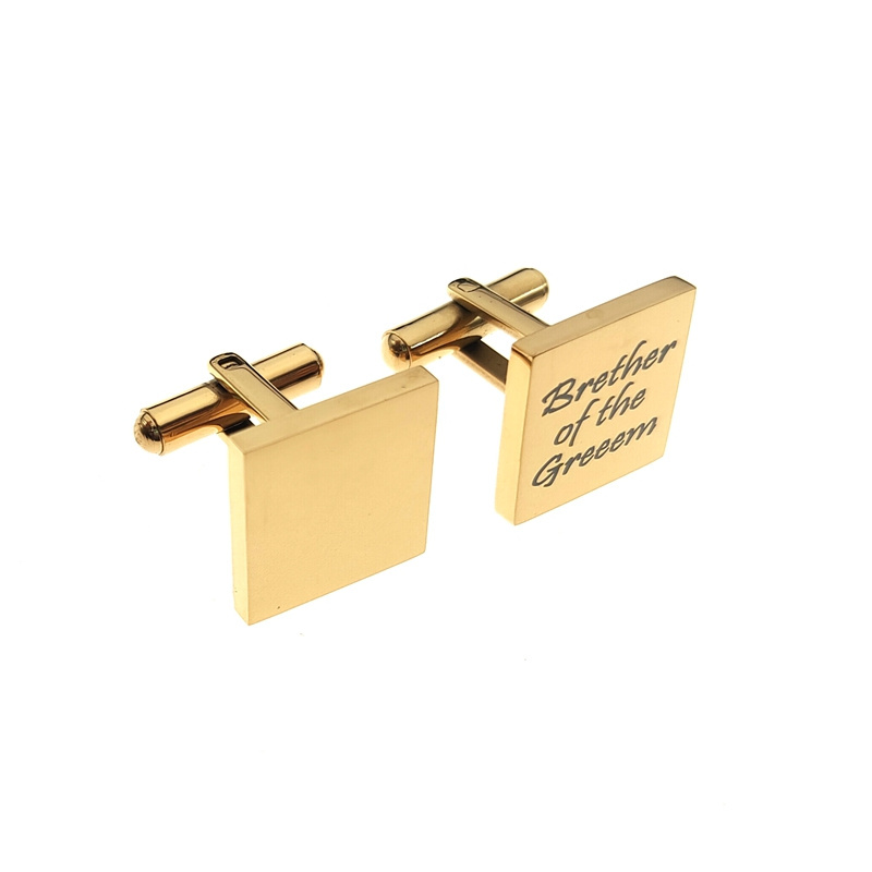 Best Man Father Husband Custom 18K gold platingEngraved Stainless Steel Cufflinks for Weddings Parties Shirt Cuff  for Men