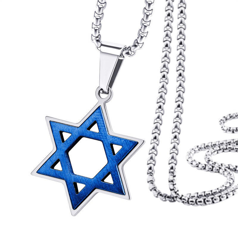 Fashionable Stainless Steel Star of David Necklace for Men & Woman Jewish Star Pendant Necklace Classic Jewish Isael Necklaces