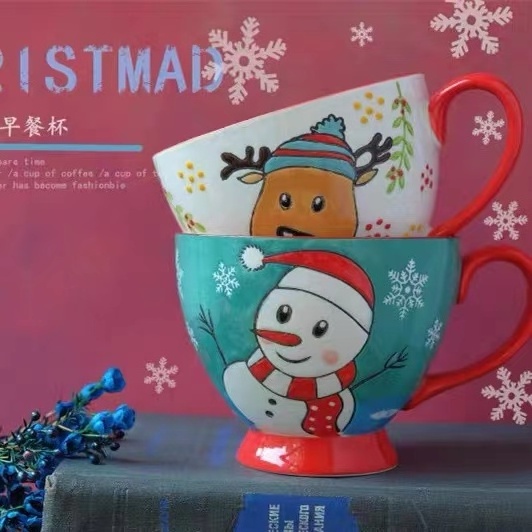 Most Popular Products Coffee Cup Ceramic Snowman Santa Claus Merry Christmas Mug Minimalist Custom Printed Coffee Mugs 420ml