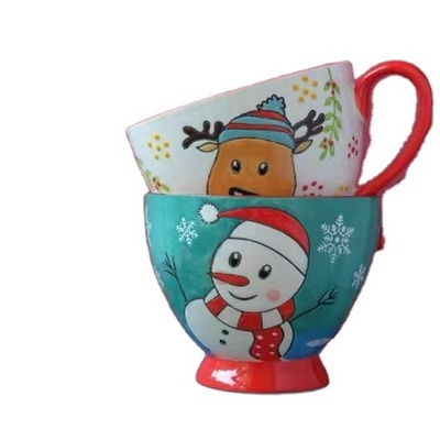 Most Popular Products Coffee Cup Ceramic Snowman Santa Claus Merry Christmas Mug Minimalist Custom Printed Coffee Mugs 420ml