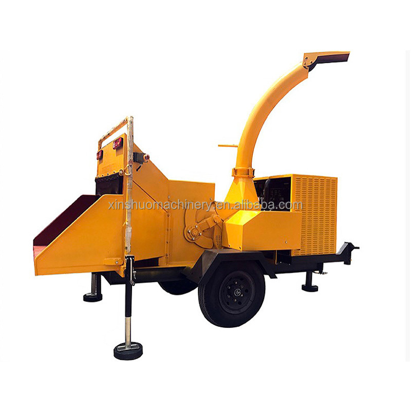 China  Xinshuo Diesel Engine Wood Tree branches cutting Machine Chipper shredder industrial mobile wood chipper