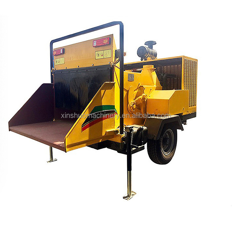 China  Xinshuo Diesel Engine Wood Tree branches cutting Machine Chipper shredder industrial mobile wood chipper