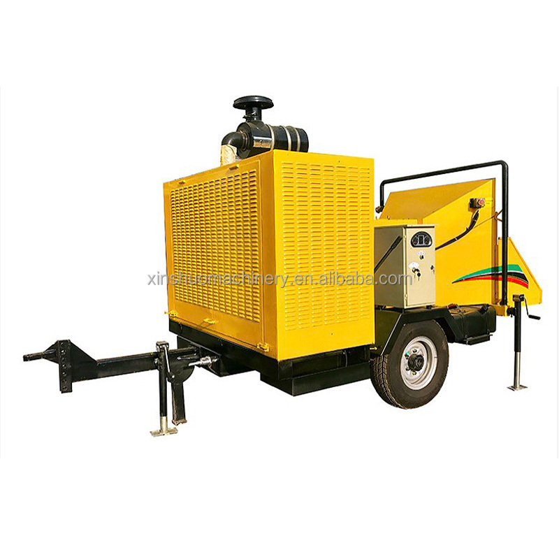 China  Xinshuo Diesel Engine Wood Tree branches cutting Machine Chipper shredder industrial mobile wood chipper