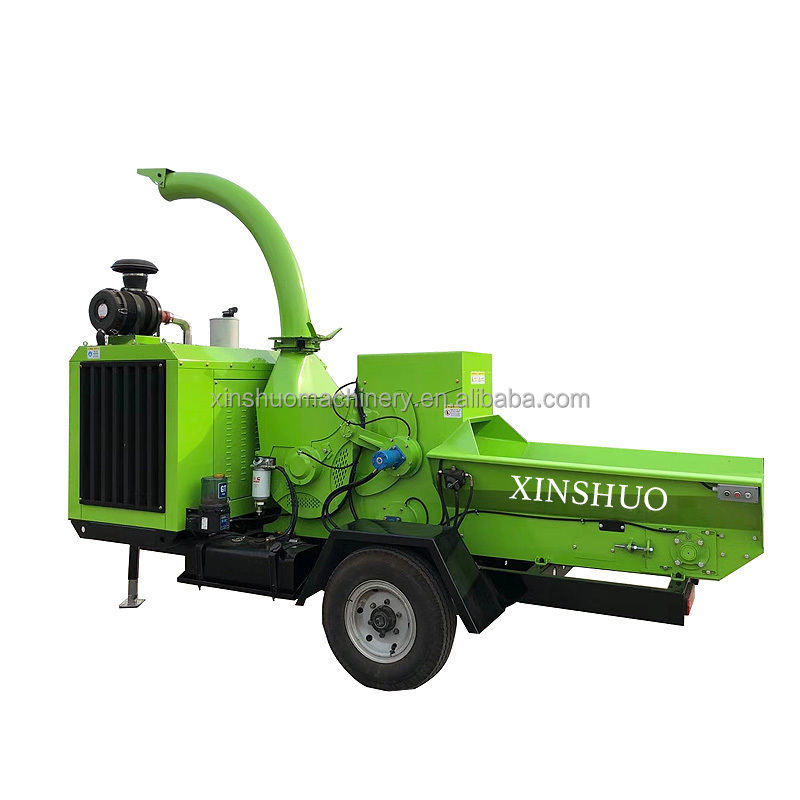 China  Xinshuo Diesel Engine Wood Tree branches cutting Machine Chipper shredder industrial mobile wood chipper