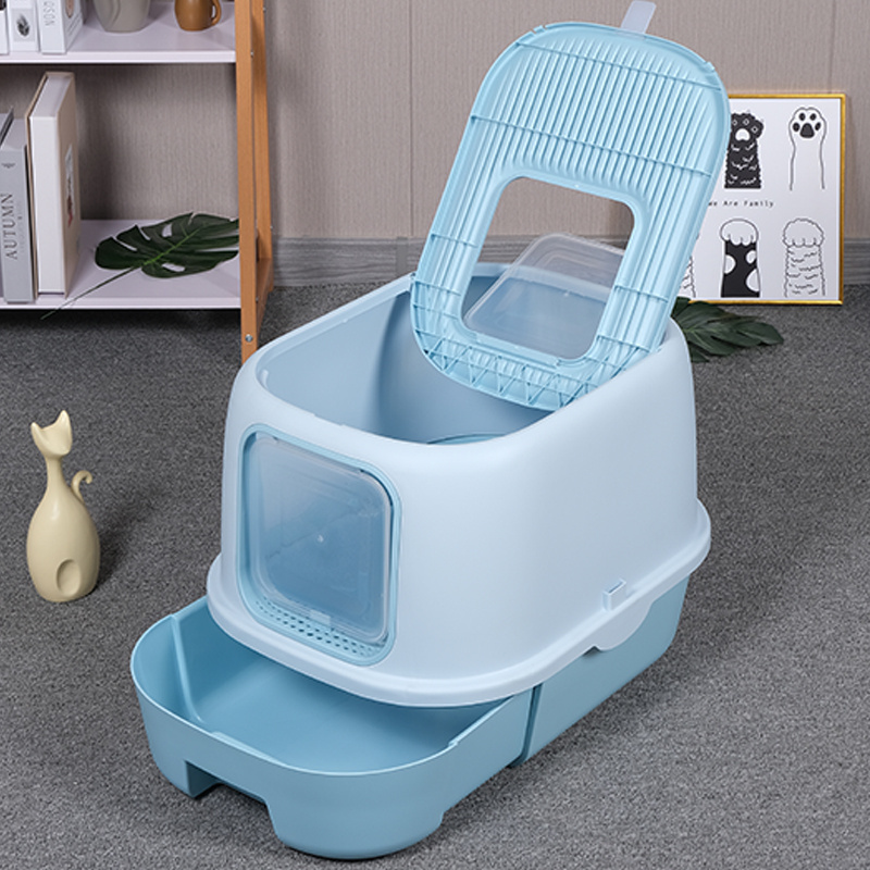 Large Space Enclosed Pet Toilet Drawer Type PP and PS Cat Litter Box Splash Proof Easy to Clean Cat Litter Box