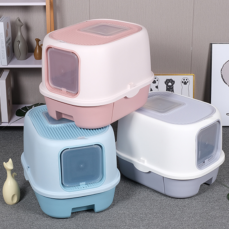 Large Space Enclosed Pet Toilet Drawer Type PP and PS Cat Litter Box Splash Proof Easy to Clean Cat Litter Box