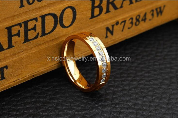 Stainless Steel Gold Wedding Ring Set For Man And Women Bride band Jewelry Diamond Style