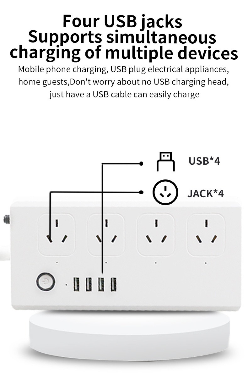 Smart Home New wifi smart timer AC USB charger power strip socket multi-plug switch outlet App Alexa Echo Google  AUversion Tuya