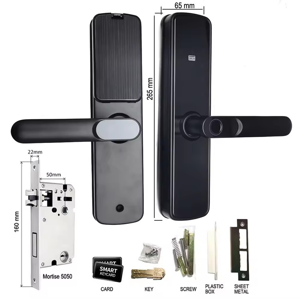 Fingerprint door handle lock digital smart home safety wiless electronic entry control keyless smart door lock