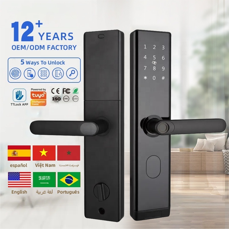 original factory wholesale Fingerprint Password Electric smart door lock with remote control wifi  smart home security lock