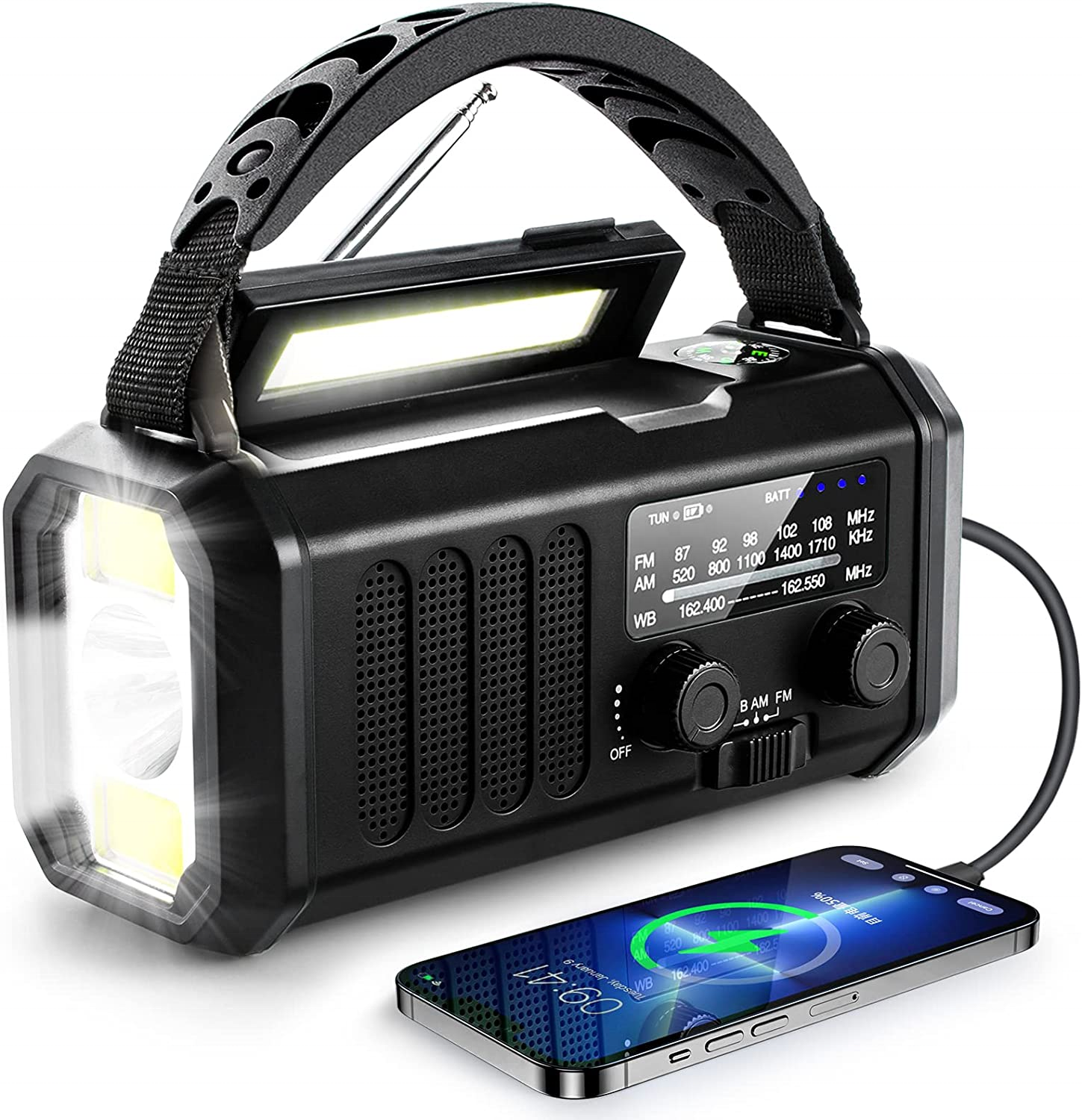 10000mah Solar Panel Hand Crank Radio  AM/Fm/WB  High Quality  Portable Radio with SOS For Survival Outdoor And Emergency