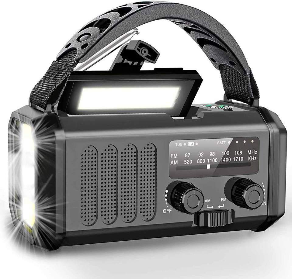 Hot-selling Emergency 10000mAh Battery Hand Crank Solar AM FM NOAA Radio with Flash Light Lamp For Outdoor