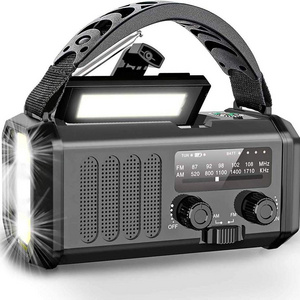 Hot-selling Emergency 10000mAh Battery Hand Crank Solar AM FM NOAA Radio with Flash Light Lamp For Outdoor