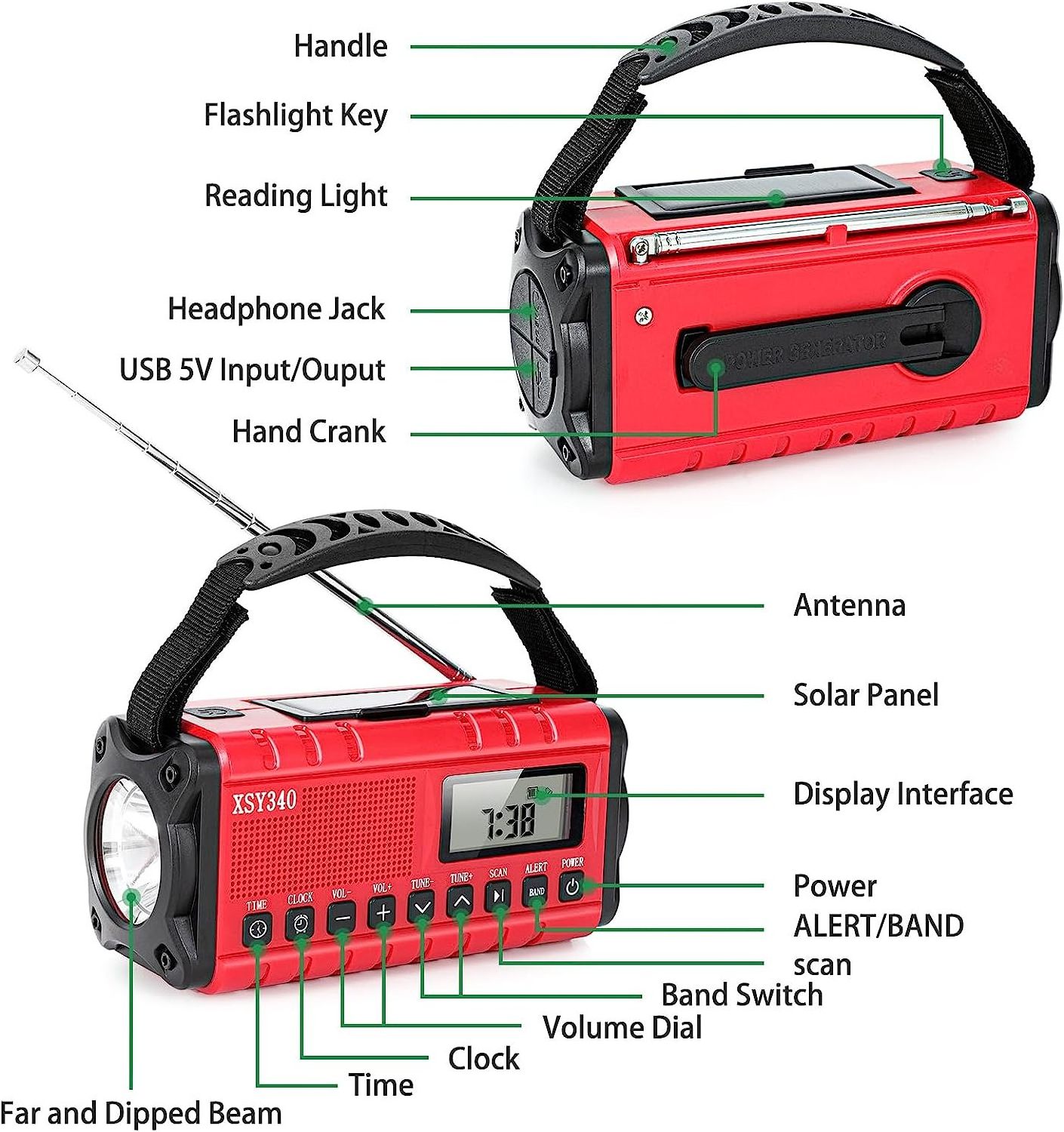 Factory Good Quality Portable Dab+ Radio Dab Radio Flashlight Emergency Dynamo Dab Radio