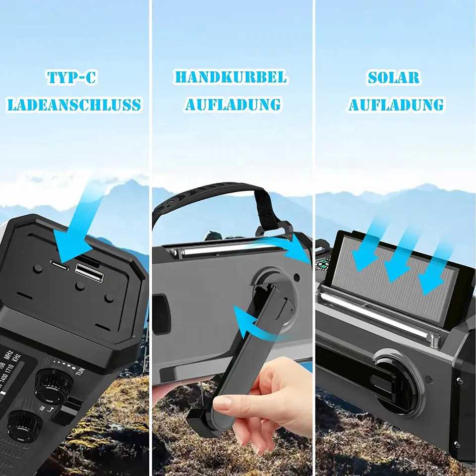 10000mah Solar Panel Hand Crank Radio  AM/Fm/WB  High Quality  Portable Radio with SOS For Survival Outdoor And Emergency