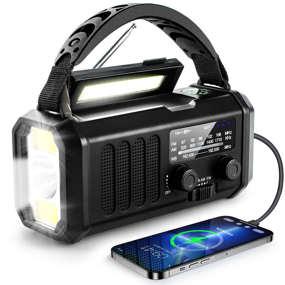 Hot-selling Emergency 10000mAh Battery Hand Crank Solar AM FM NOAA Radio with Flash Light Lamp For Outdoor