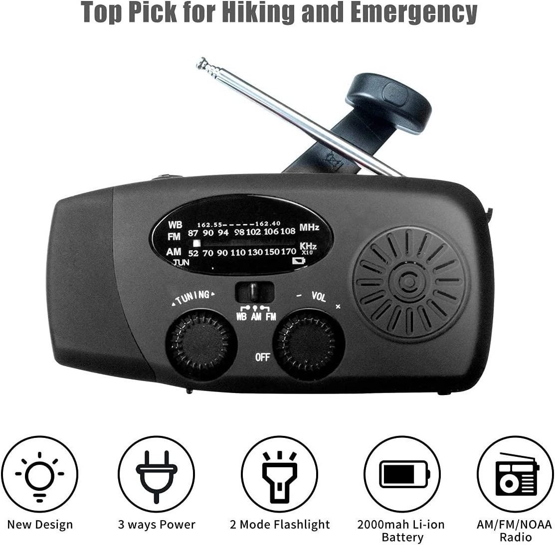 Hand Crank Generator Solar Emergency Weather  Hand Crank Radio With Torch And Dynamo Charging