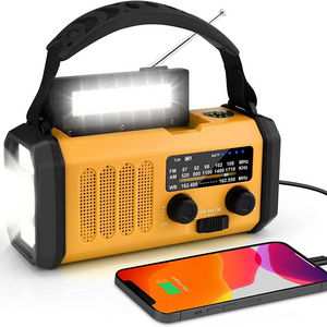 Emergency Solar Hand Crank Portable Radio Led Light 10000mAh Battery Portable Radio with Reading Lamp and SOS