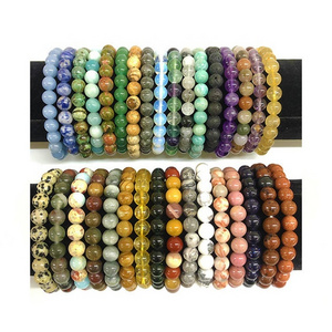 Natural Quartz Stretch Tiger Eye Coral Tourmaline Stone Bracelet Healing Energy Gemstone Bead Bracelet For Women Man Jewellery