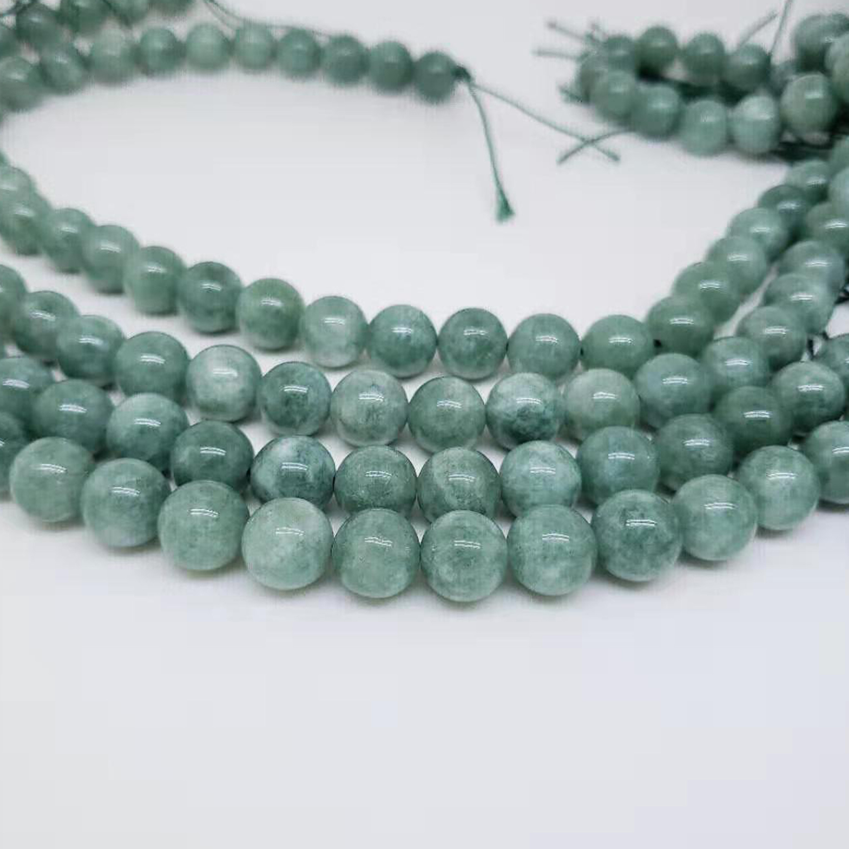 Manufacturer Supplier Dark Green Jade Round Bead Burma Stone Jade Loose Beads For Bracelet Making 6mm 8mm 10mm 12mm