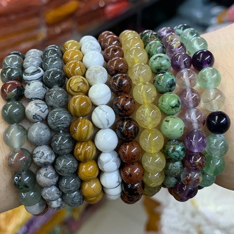 Natural Quartz Stretch Tiger Eye Coral Tourmaline Stone Bracelet Healing Energy Gemstone Bead Bracelet For Women Man Jewellery