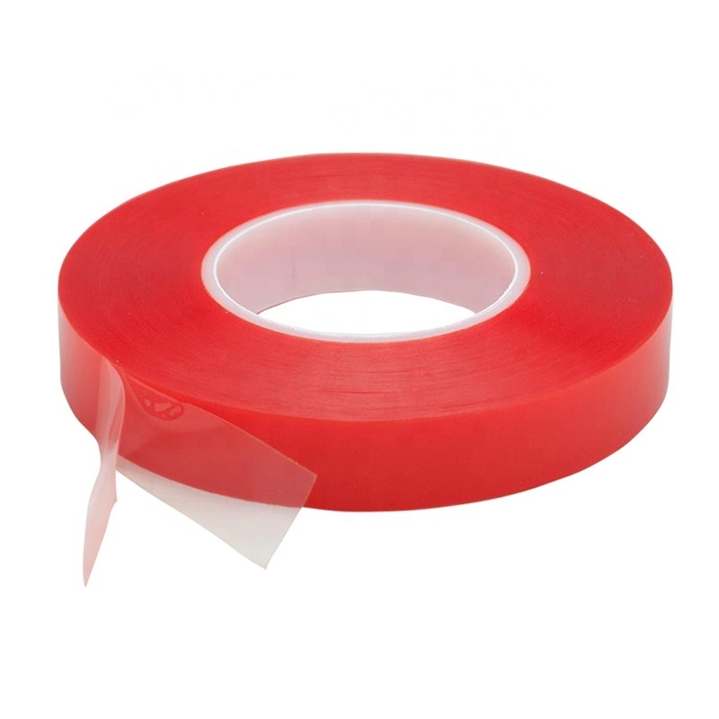 0.2mm Red Pet Double Sided Tape Acrylic Self Adhesive Double-sided Tape For Leather Patch Cinta Doble Cara Nano Tape