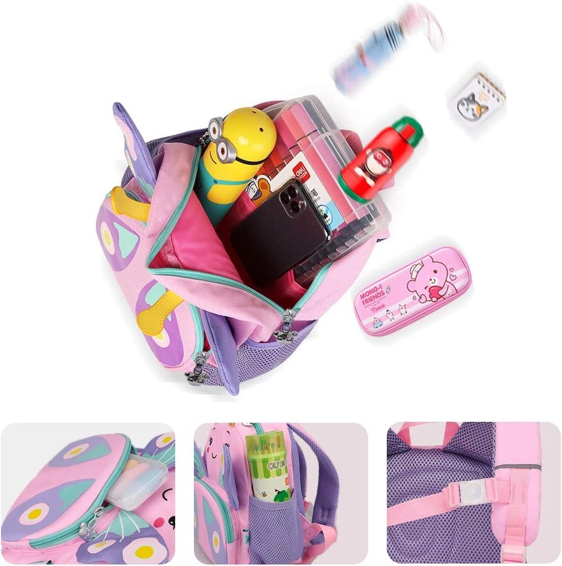 Lightweight Backpack for Girls Kids Backpack Cute 3D Rabbit School Bag for Baby Girl Boy