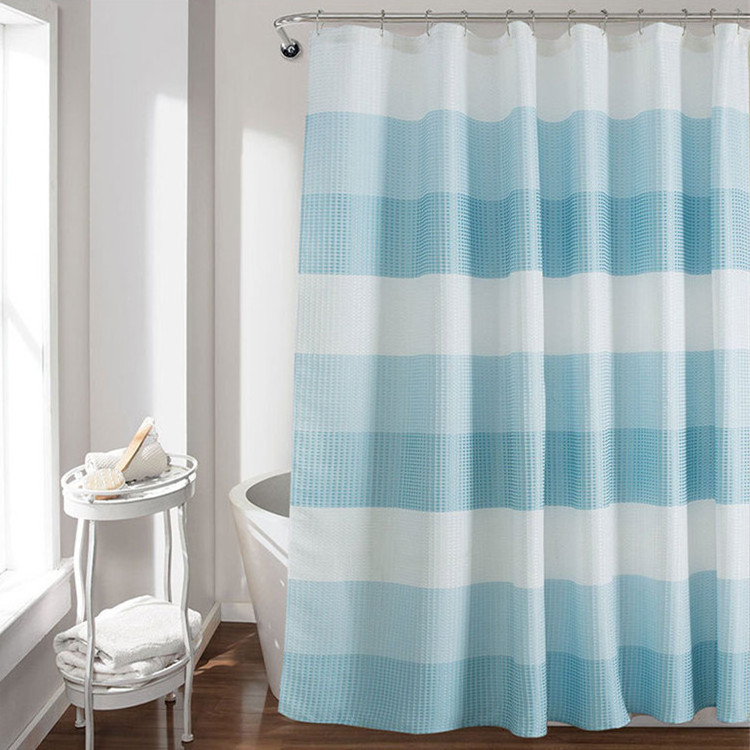 Dainty Home Waffle Weave Stripe Fabric Shower Curtain, 72