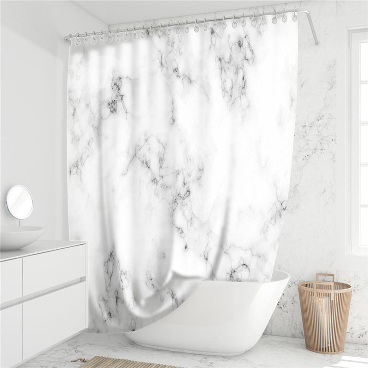 Printed Unique 3D Marble Design Polyester Bathroom Waterproof Shower Curtain