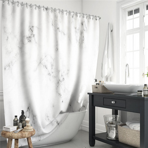 Factory Unique 3D Printing grey marble polyester shower curtain waterproof