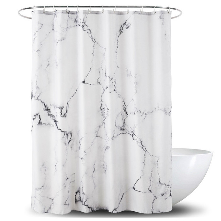 Printed Unique 3D Marble Design Polyester Bathroom Waterproof Shower Curtain